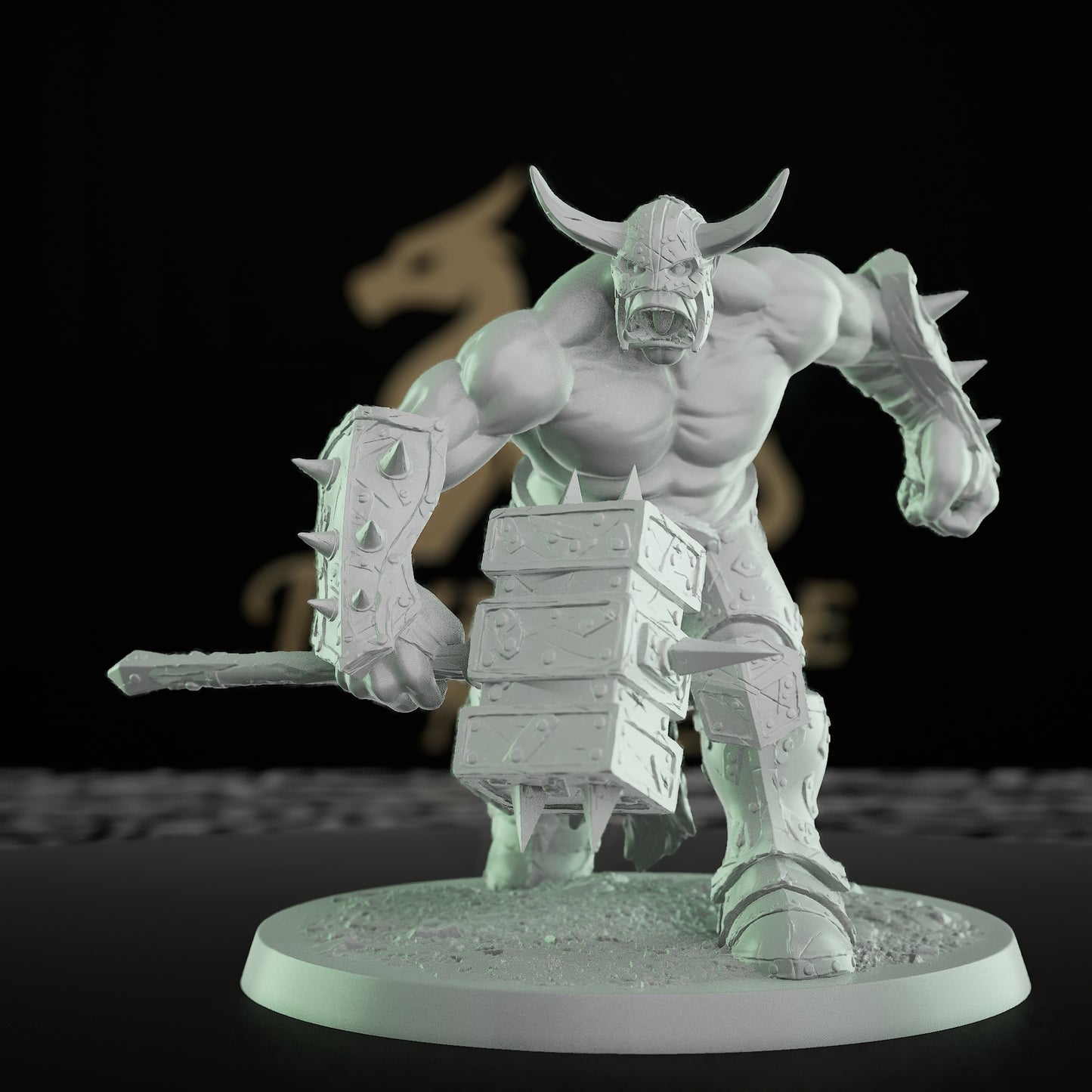 Collection Orc Warlord Spiked Armor Axe | Large | Rescale Miniatures | D&D DnD Pathfinder Miniature