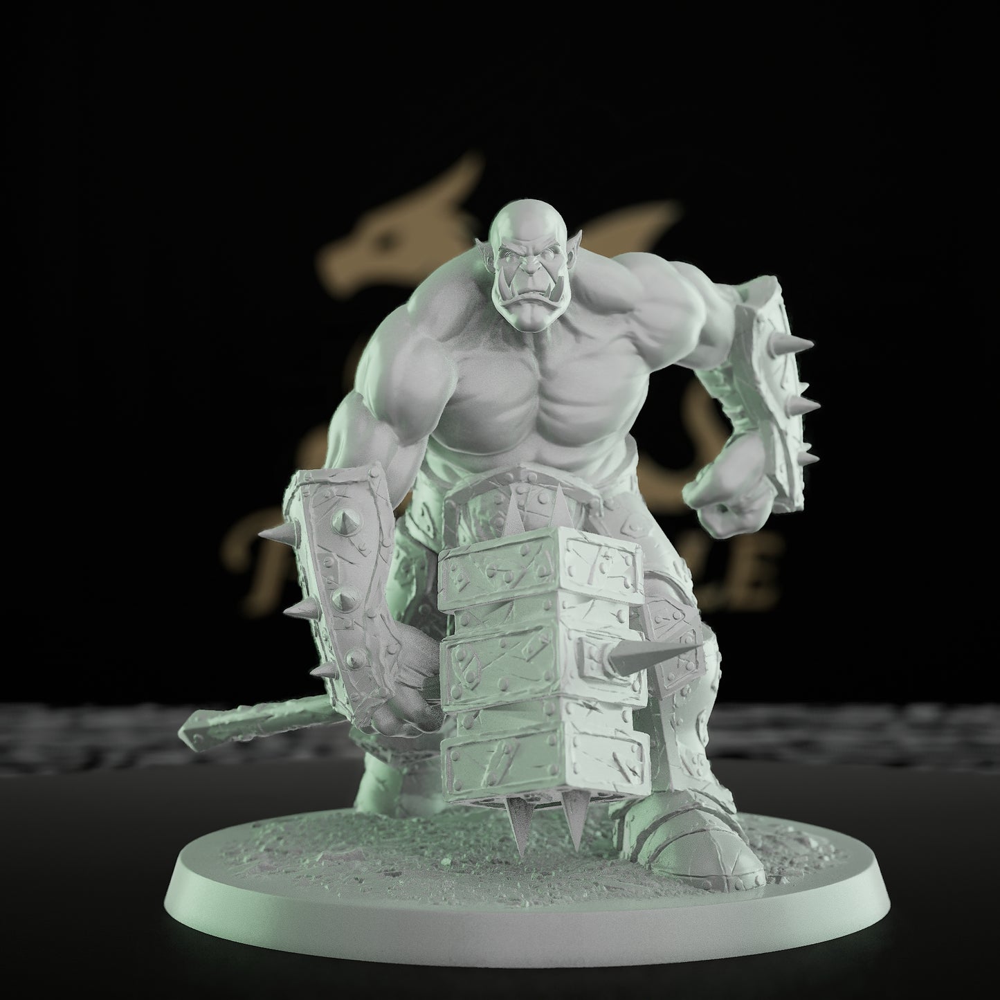 Collection Orc Warlord Spiked Armor Axe | Large | Rescale Miniatures | D&D DnD Pathfinder Miniature