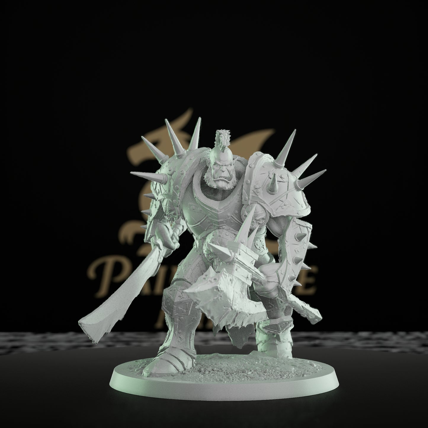 Collection Orc Warlord Spiked Armor Axe | Large | Rescale Miniatures | D&D DnD Pathfinder Miniature
