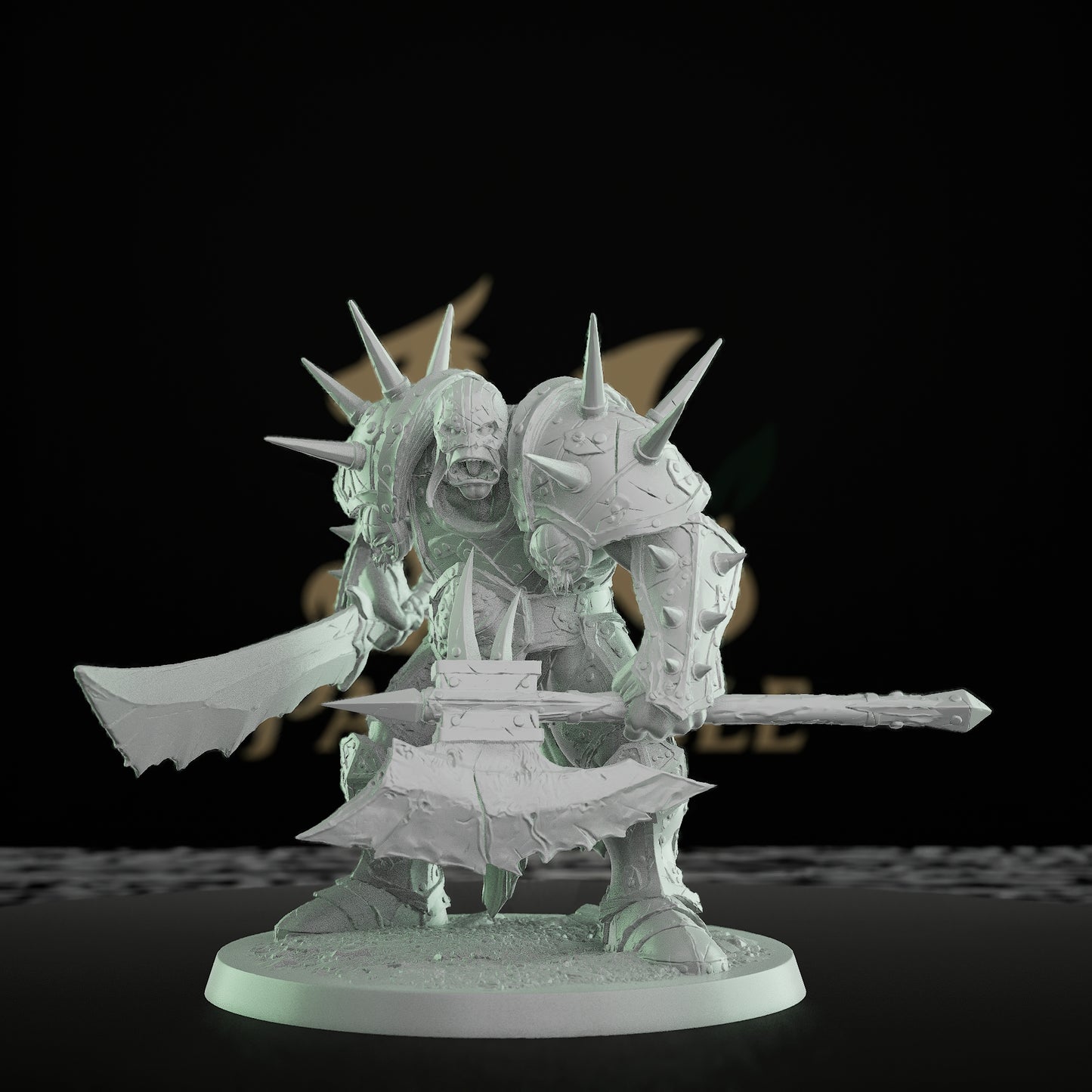 Collection Orc Warlord Spiked Armor Axe | Large | Rescale Miniatures | D&D DnD Pathfinder Miniature