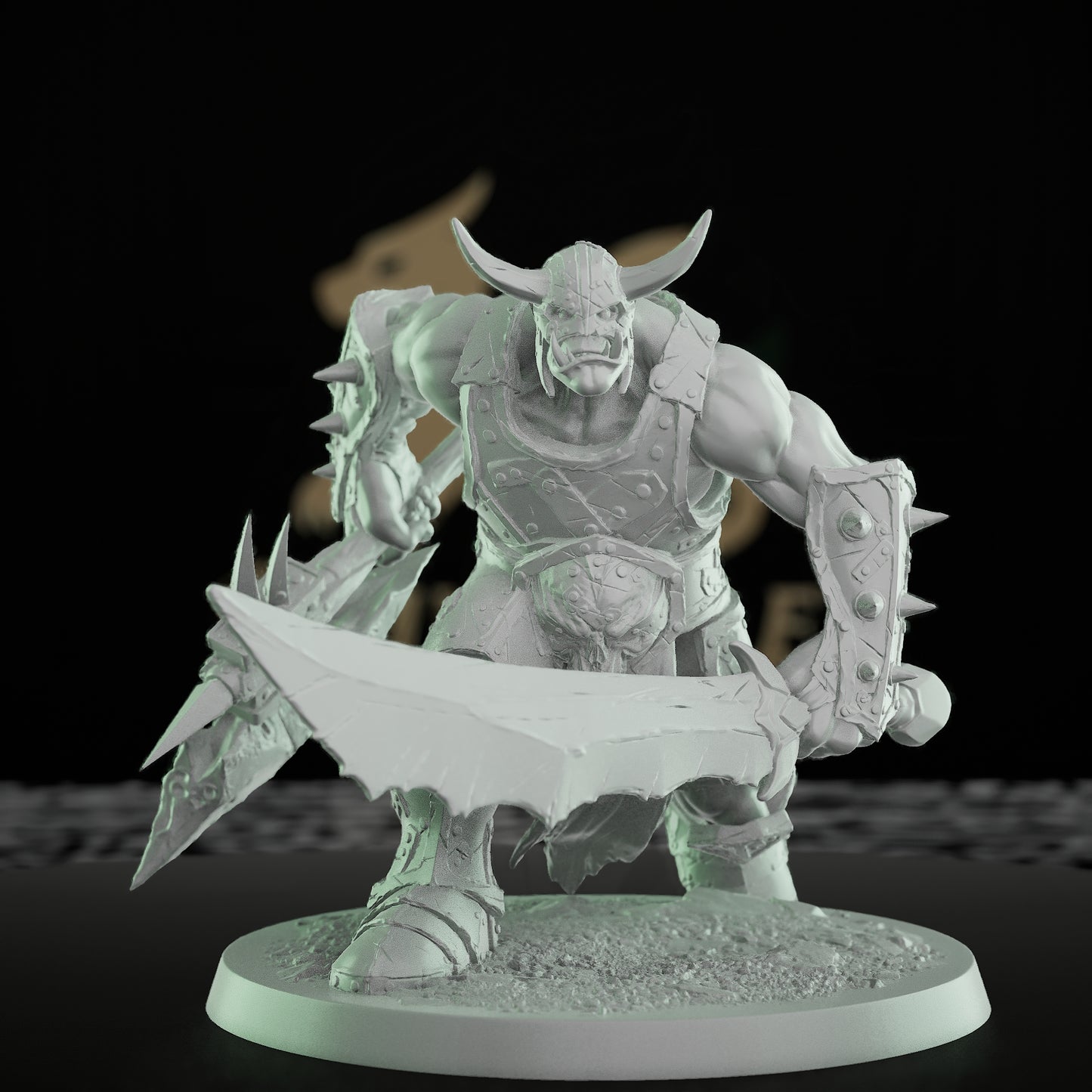 Collection Orc Warlord Spiked Armor Axe | Large | Rescale Miniatures | D&D DnD Pathfinder Miniature