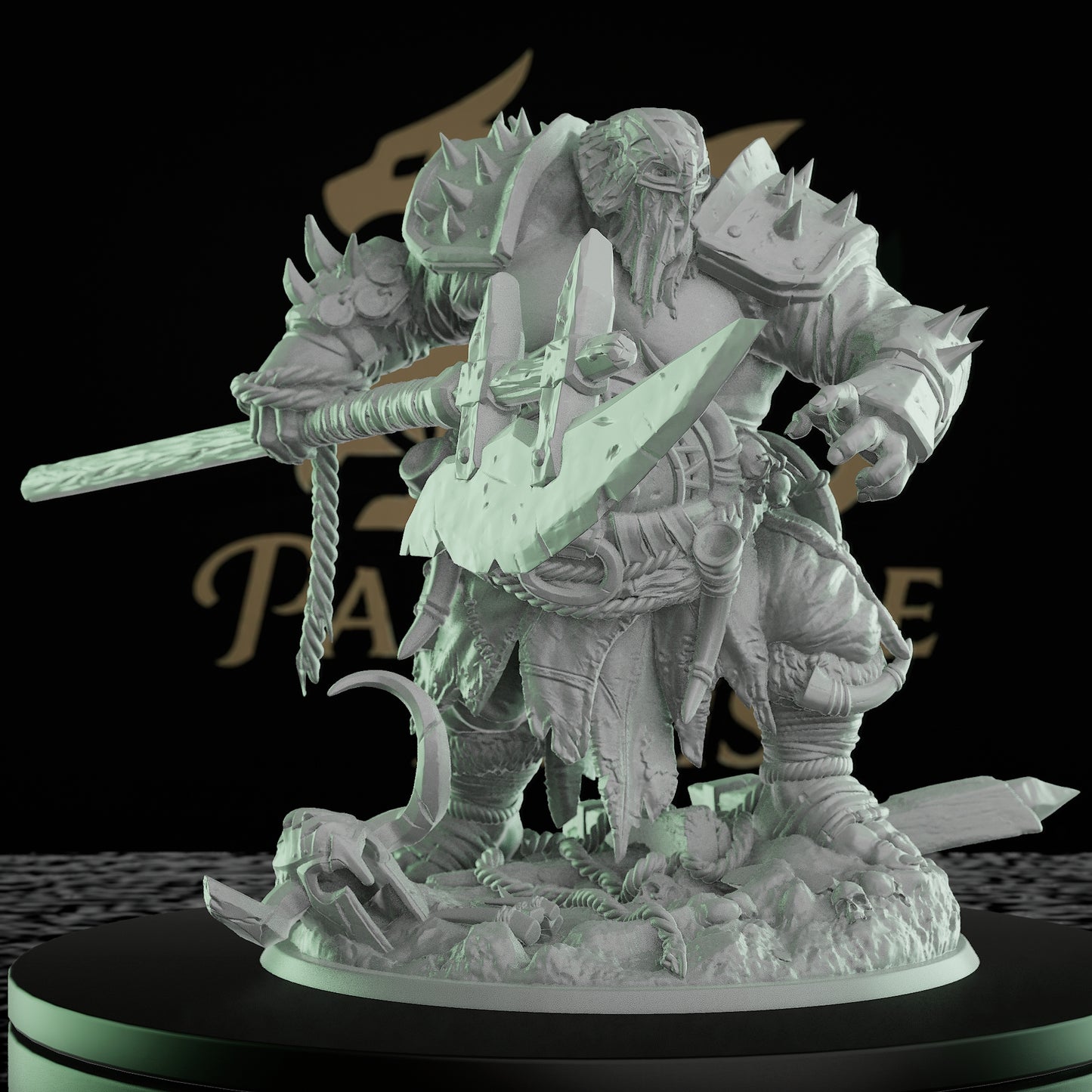 Ogre Warrior Miniature | Dungeons and Dragons Mini RPG Tabletop Miniature | DnD Painting Pathfinder | Axe Wielding