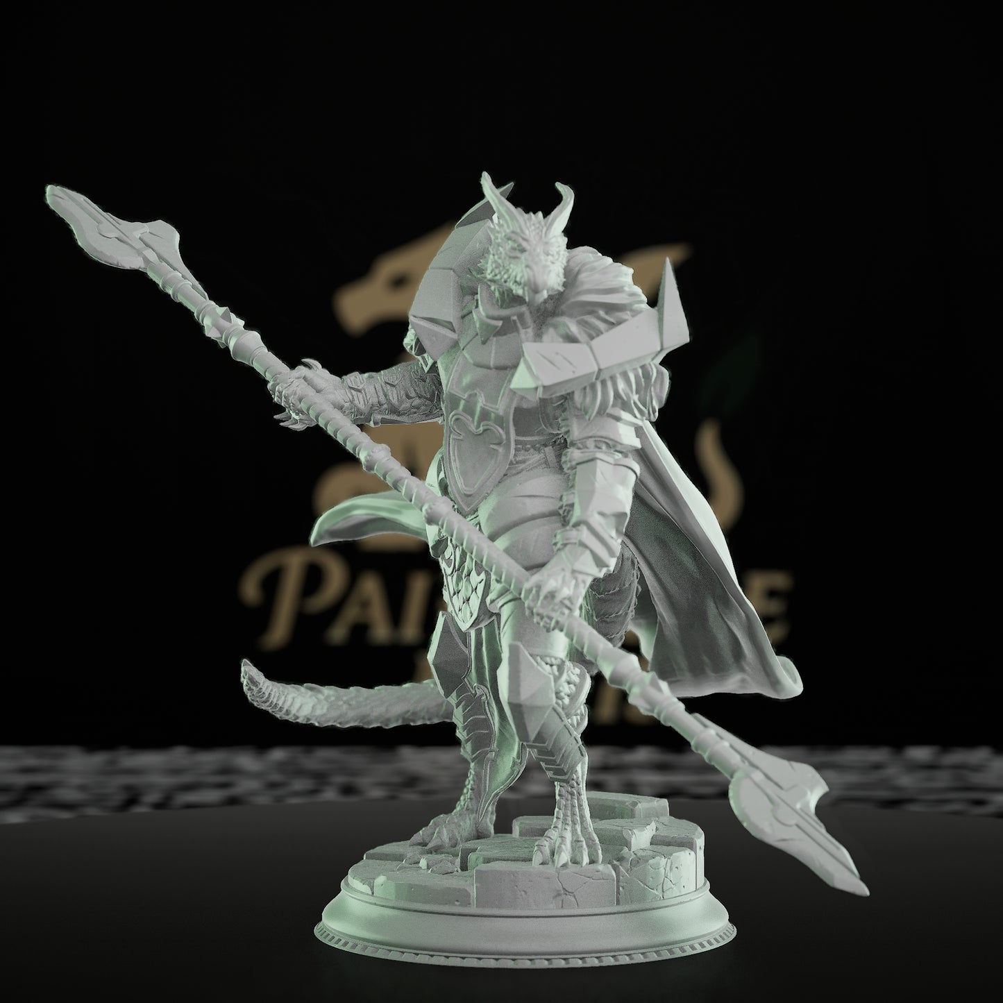Silver Dragonborn Paladin Warrior Miniature | Medium | DM Stash | D&D DnD Pathfinder