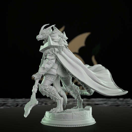 Silver Dragonborn Paladin Warrior Miniature | Medium | DM Stash | D&D DnD Pathfinder