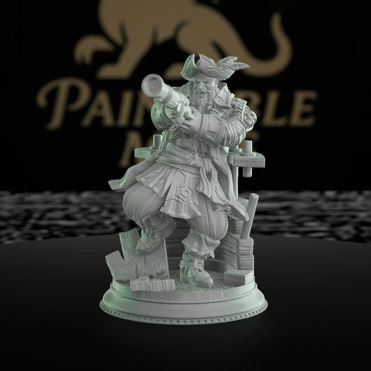 Dwarf Pirate Captain Miniature | Medium | DM Stash | D&D DnD Pathfinder Miniature