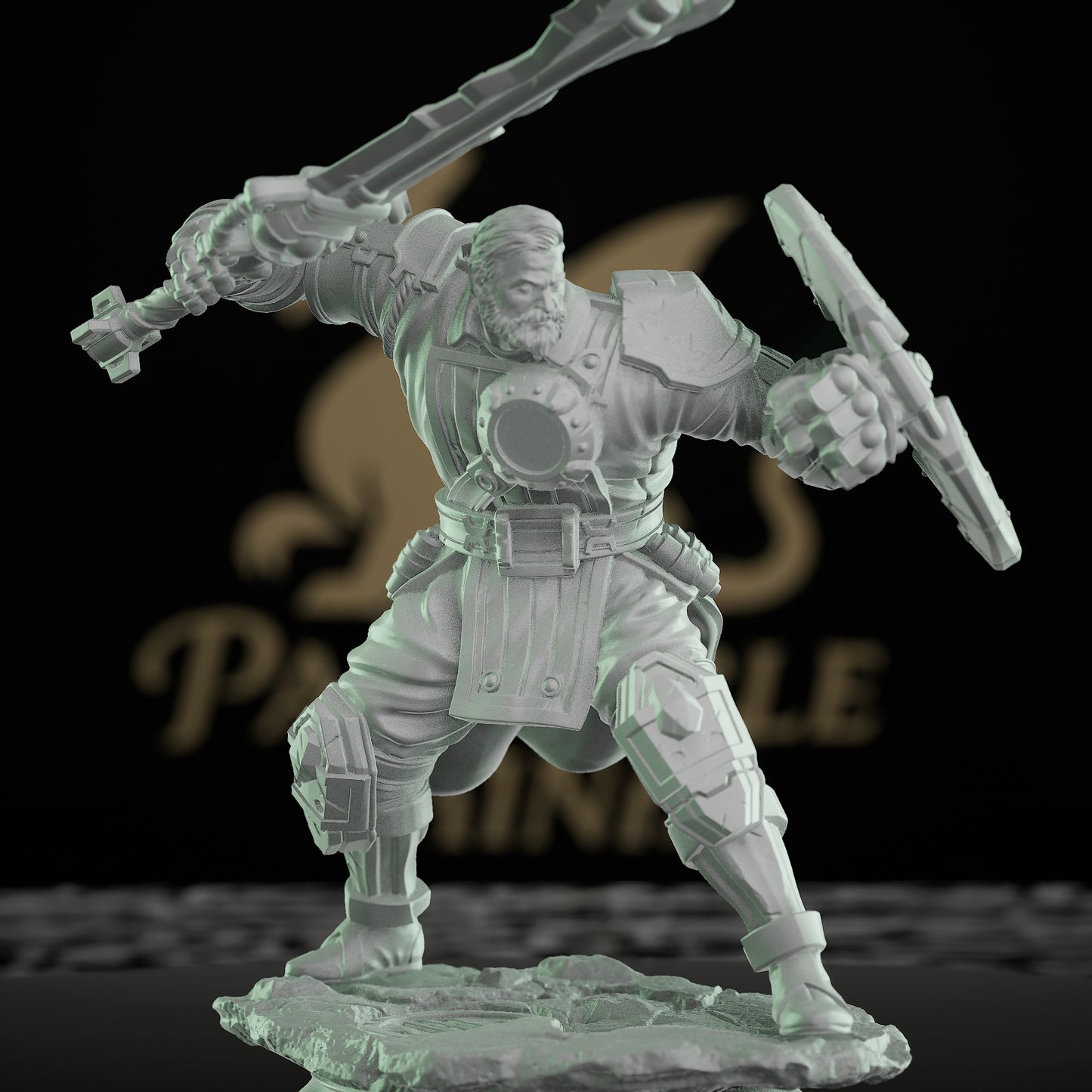 Dwarven Warrior Guard Electric Baton Shield | Medium | DM Stash | D&D DnD Pathfinder Miniature