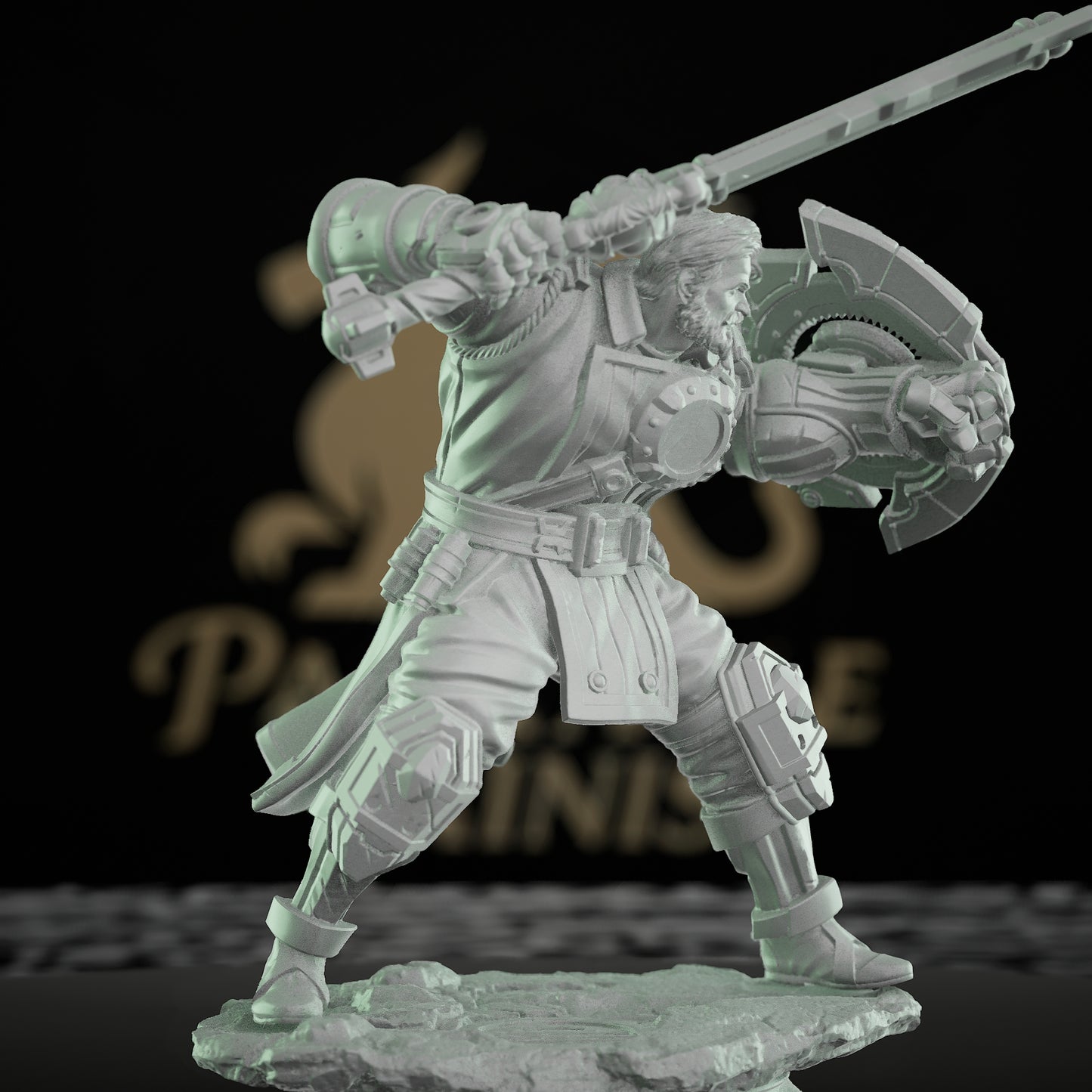 Dwarven Warrior Guard Electric Baton Shield | Medium | DM Stash | D&D DnD Pathfinder Miniature