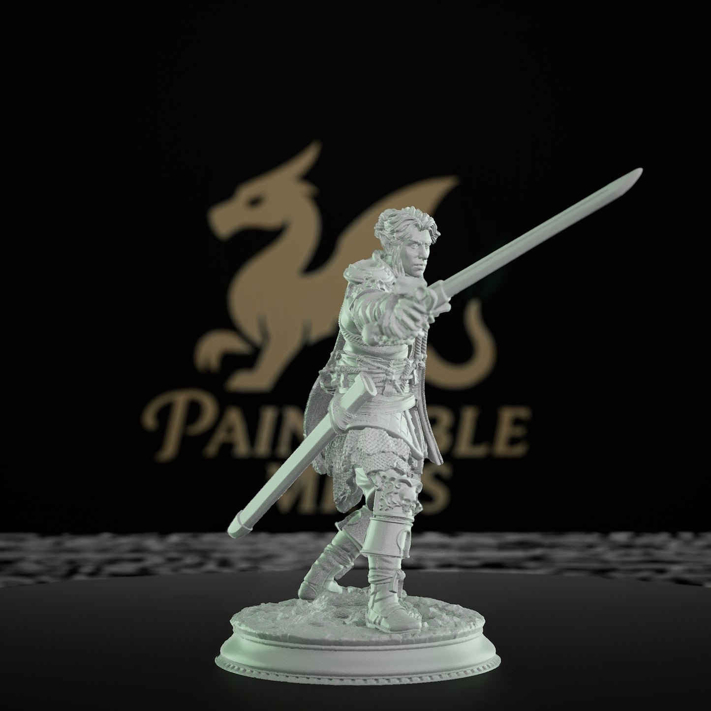 Half-Elf Fighter Miniature Sellsword | Medium | DM Stash | D&D DnD Pathfinder Miniature