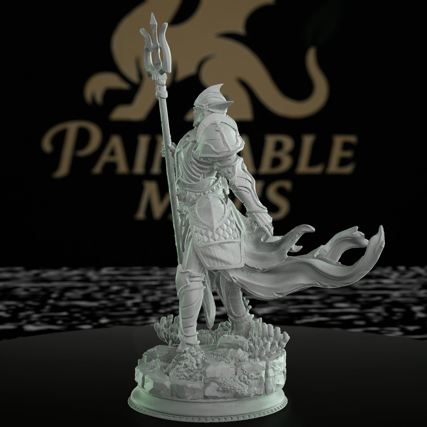 Paladin Seafaring Warrior Miniature Trident | Medium | DM Stash | D&D DnD Pathfinder Miniature