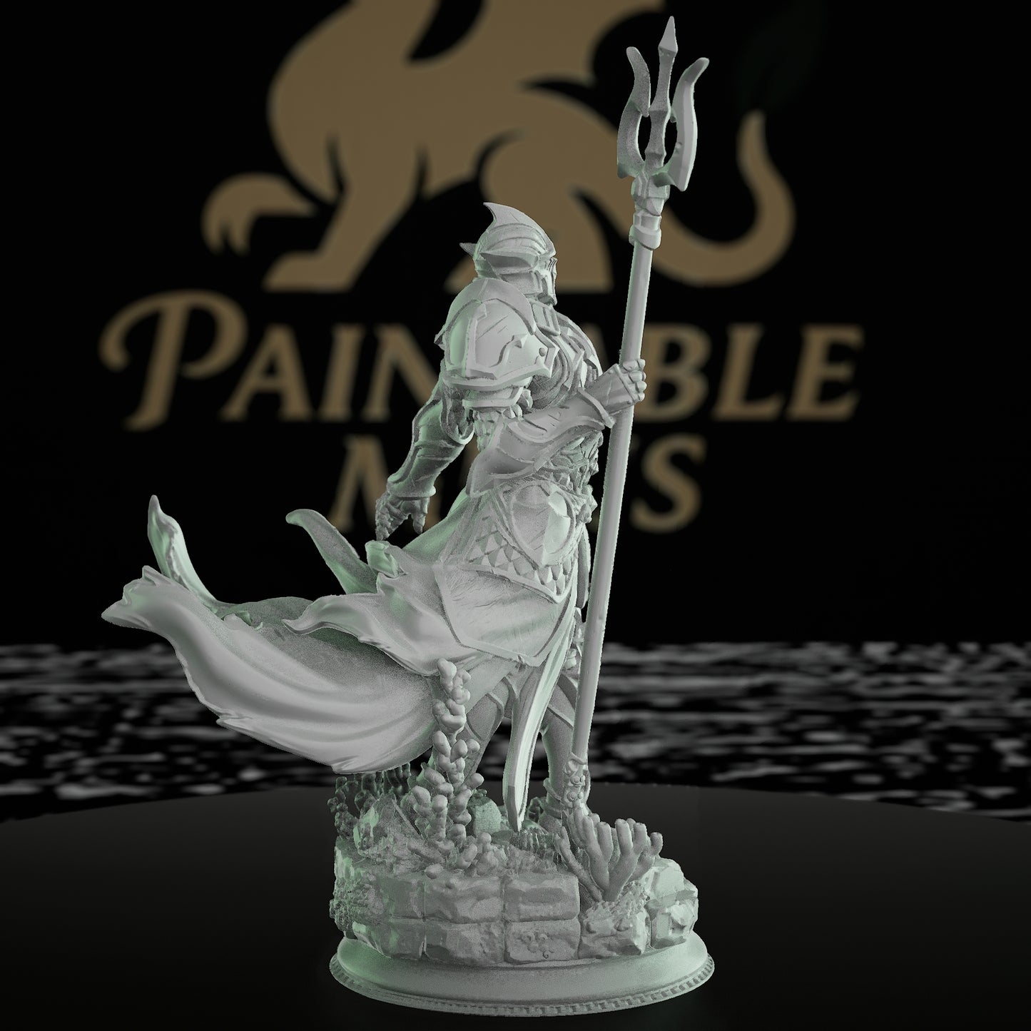 Paladin Seafaring Warrior Miniature Trident | Medium | DM Stash | D&D DnD Pathfinder Miniature