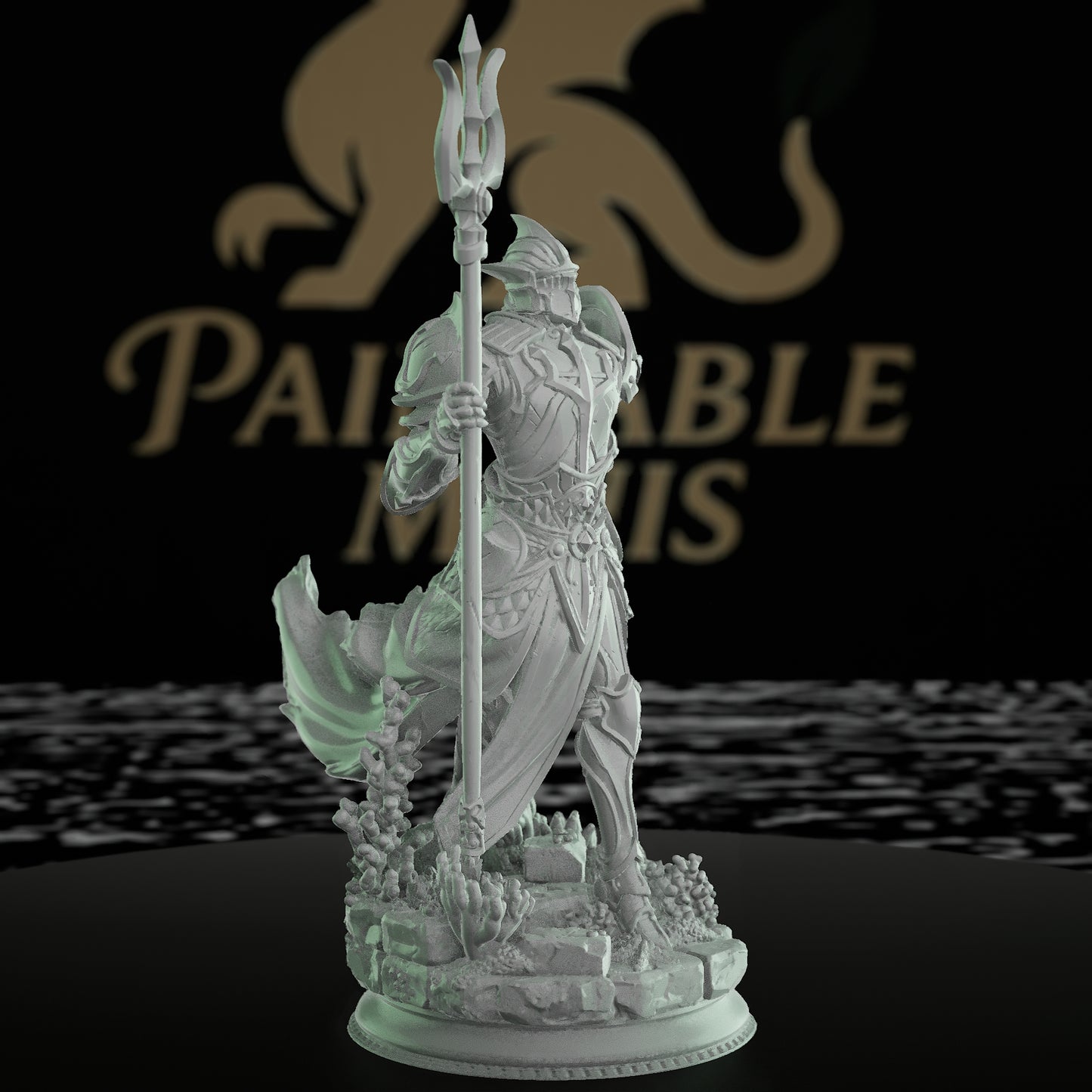 Paladin Seafaring Warrior Miniature Trident | Medium | DM Stash | D&D DnD Pathfinder Miniature