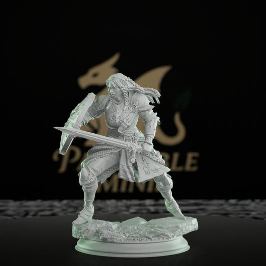 Shieldmaiden Fighter Warrior Miniature | Medium | DM Stash | D&D DnD Pathfinder Miniature