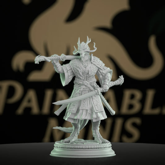 Dragonborn Samurai Warrior Miniature | Medium | DM Stash | D&D DnD Pathfinder Miniature