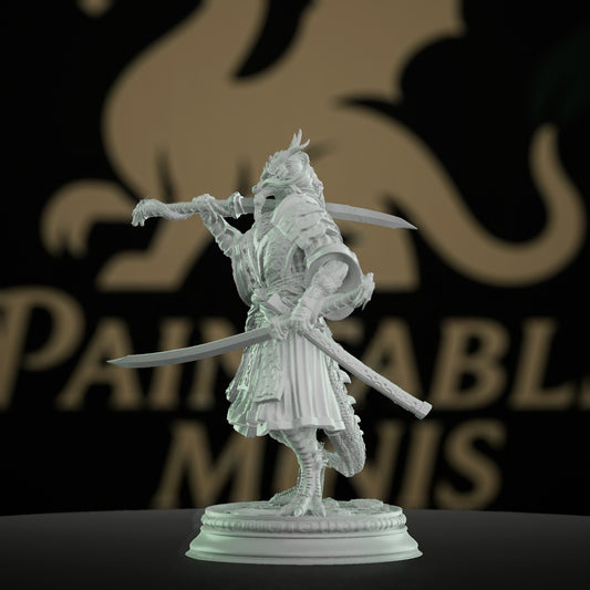 Dragonborn Samurai Warrior Miniature | Medium | DM Stash | D&D DnD Pathfinder Miniature