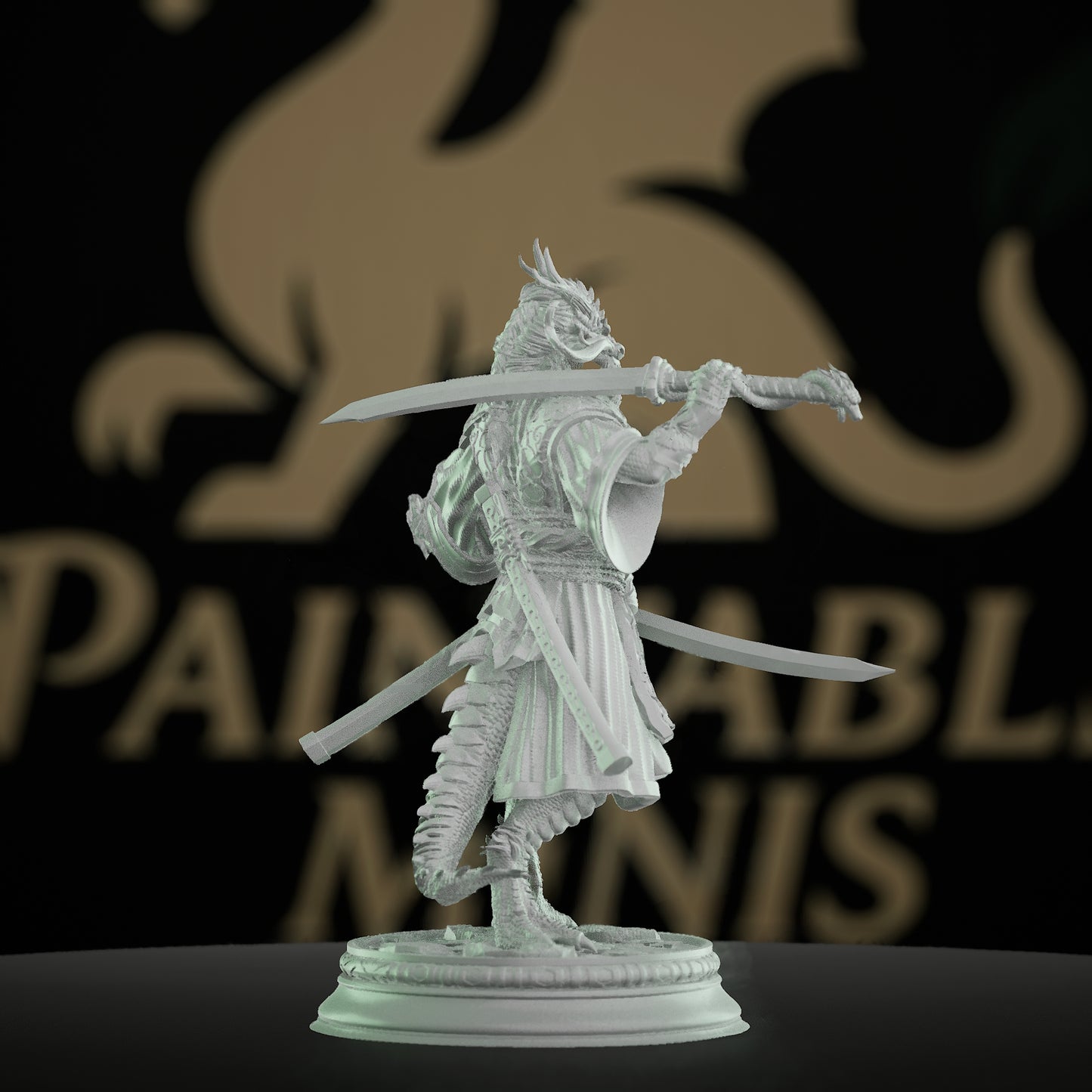 Dragonborn Samurai Warrior Miniature | Medium | DM Stash | D&D DnD Pathfinder Miniature