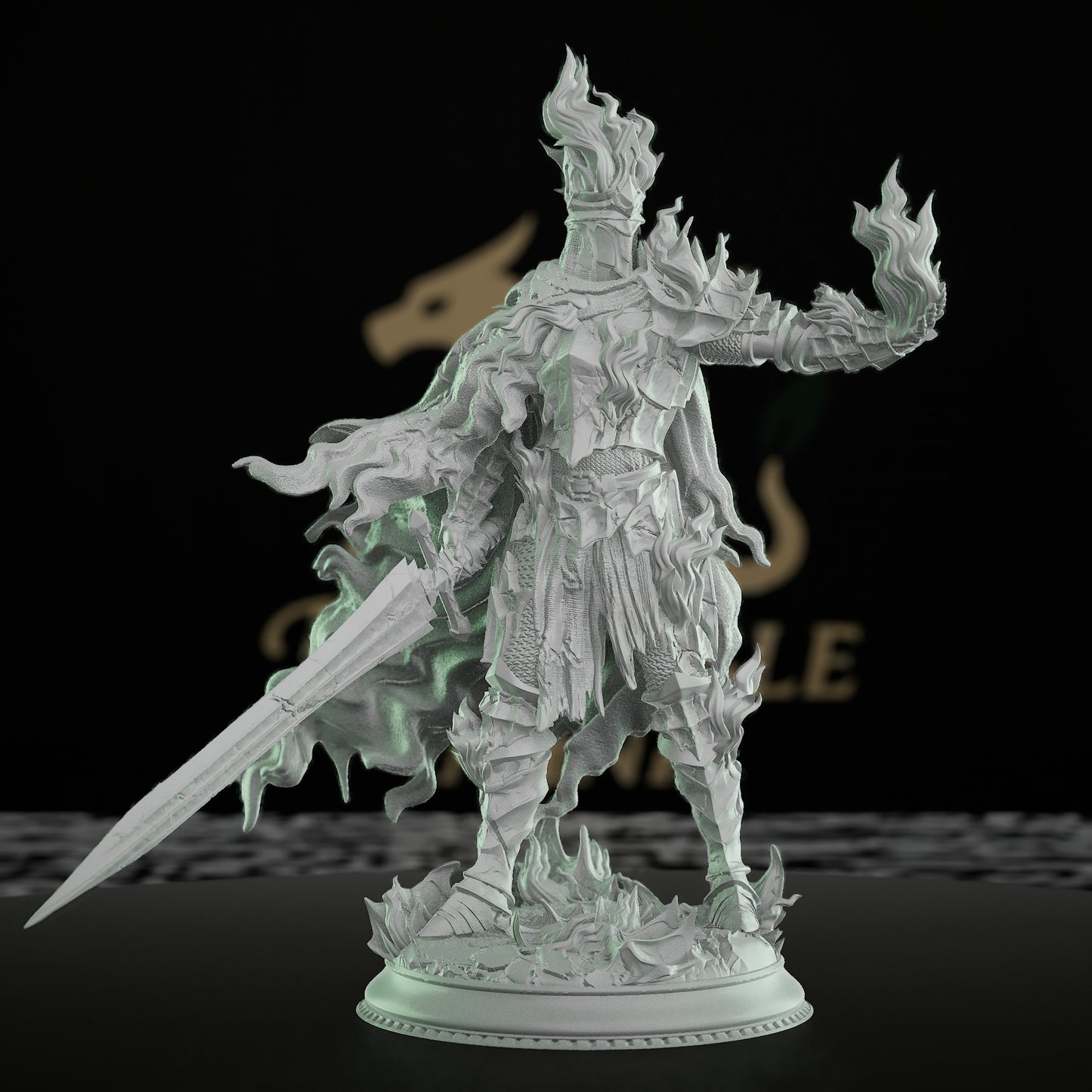 Fire Knight Undead Warrior Figure | Medium | DM Stash | D&D DnD Pathfinder Miniature