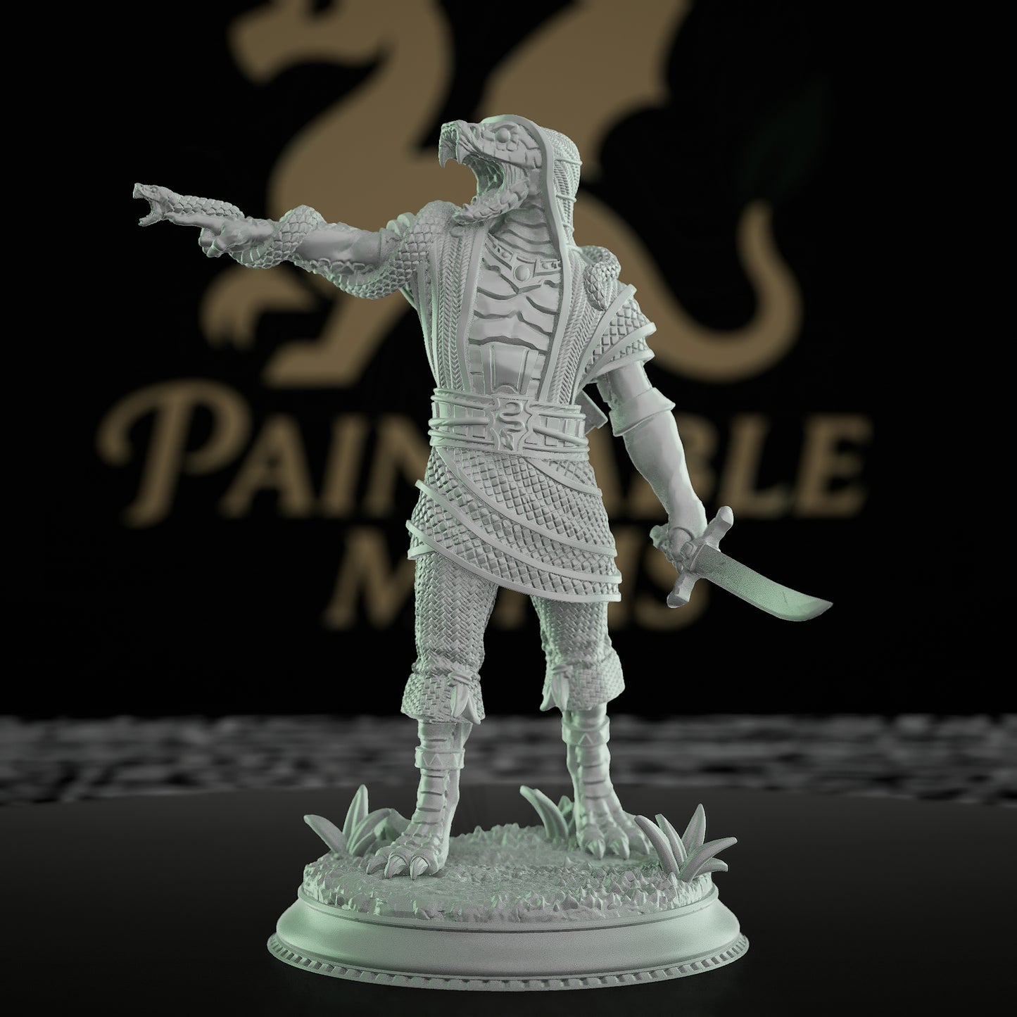 Shyasara Snake Warrior Miniature Guard | Medium | DM Stash | D&D DnD Pathfinder Miniature