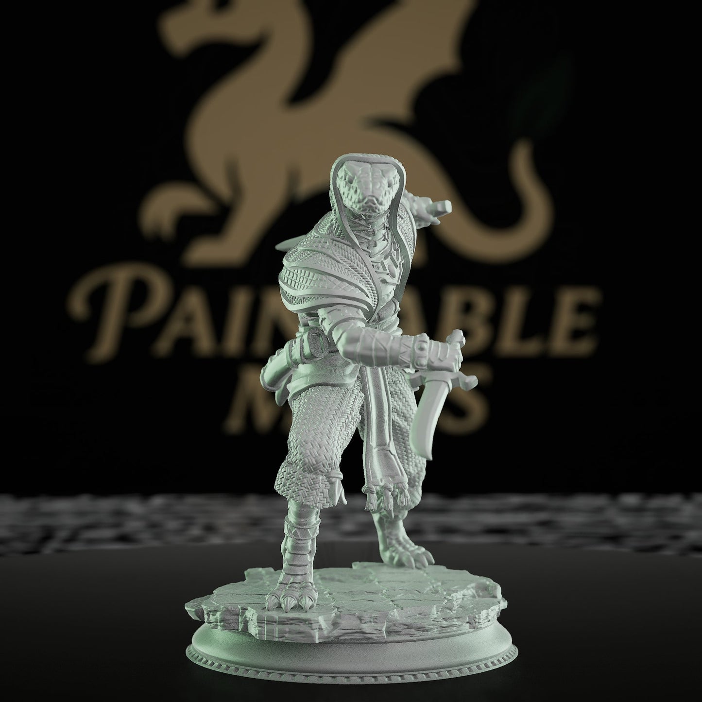 Shyasara Snake Warrior Miniature Guard | Medium | DM Stash | D&D DnD Pathfinder Miniature