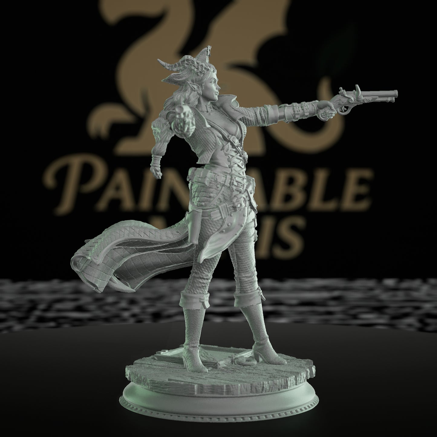 Nosmeni Pirate Gunslinger Rogue Miniature | Medium | DM Stash | D&D DnD Pathfinder Miniature