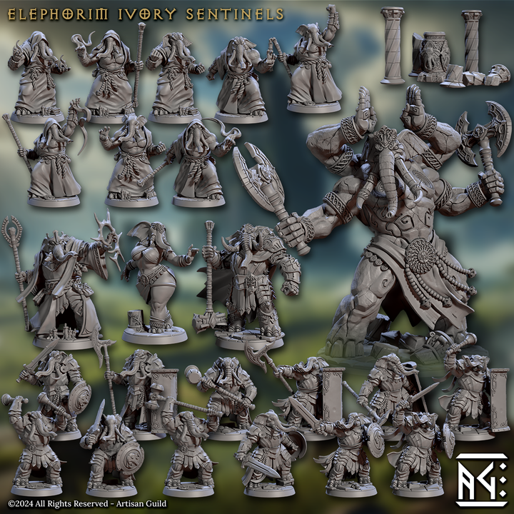 Elephant Humanoid Champion Defender | Medium | Artisan Guild | D&D DnD Pathfinder Miniature