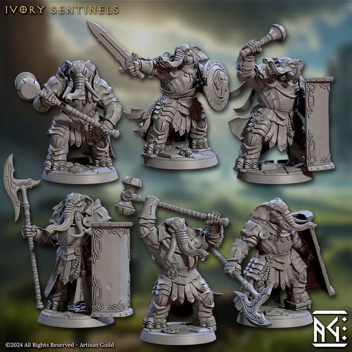 Elephant Humanoid Champion Defender | Medium | Artisan Guild | D&D DnD Pathfinder Miniature
