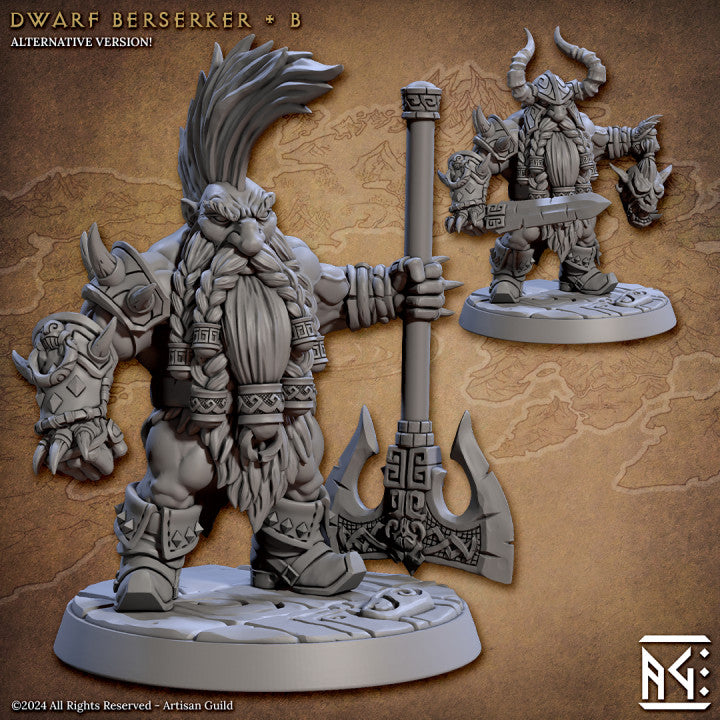 Dwarf Fighter Berserker Miniature | Medium | Artisan Guild | D&D DnD Pathfinder Miniature