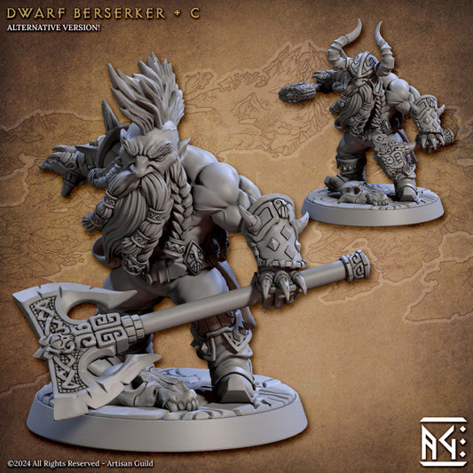 Dwarf Berserker Warrior Charging | Medium | Artisan Guild | D&D DnD Pathfinder Miniature