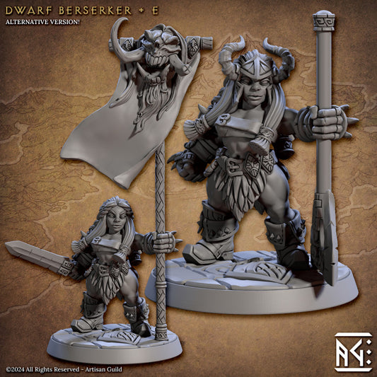 Dwarf Berserker Warrior Miniature | Medium | Artisan Guild | D&D DnD Pathfinder Miniature