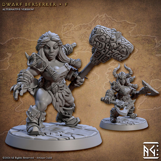 Dwarf Berserker Barbarian Warrior Mini | Medium | Artisan Guild | D&D DnD Pathfinder Miniature