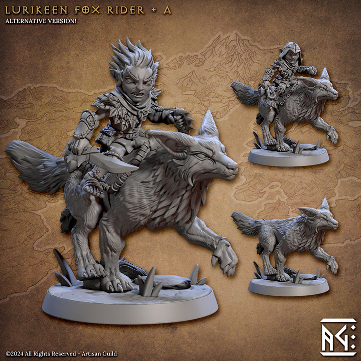 Mystic Fox Rider Wilderness Lurikeen Ranger | Medium | Artisan Guild | D&D DnD Pathfinder Miniature