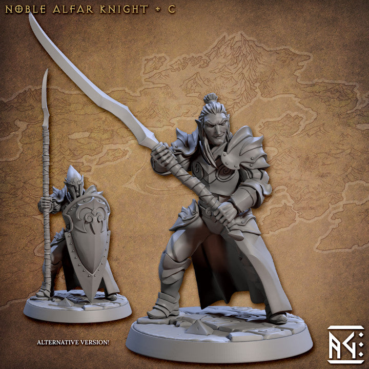 Noble Elf Knight Fighter Paladin | Medium | Artisan Guild | D&D DnD Pathfinder Miniature