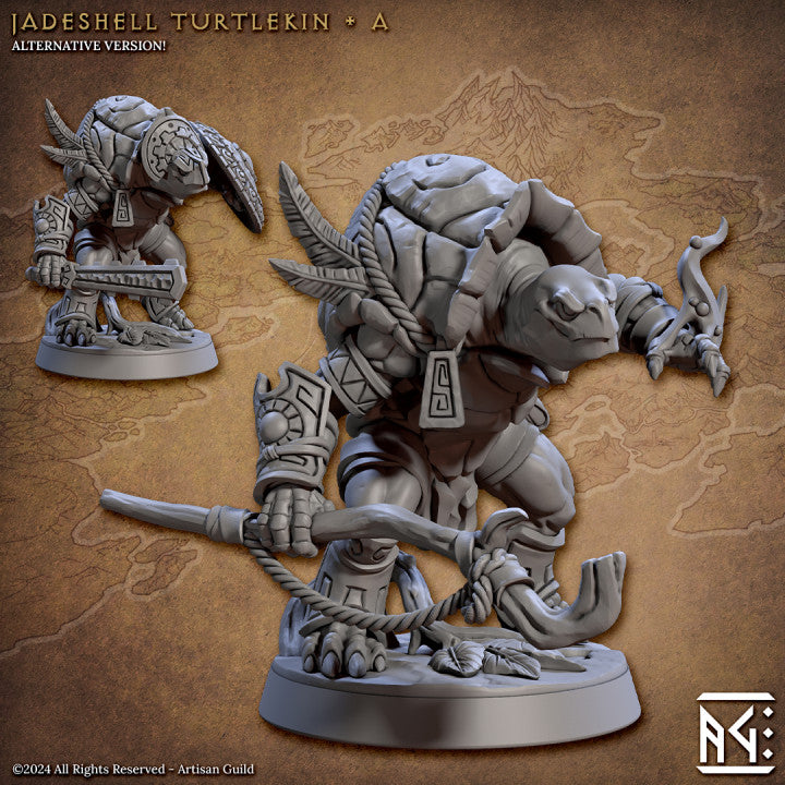 Jade Turtlekin Warrior Miniature | Medium | Artisan Guild | D&D DnD Pathfinder Miniature