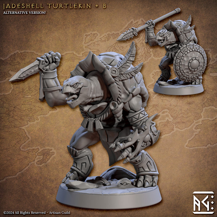 Jade Turtlekin Warrior Miniature | Medium | Artisan Guild | D&D DnD Pathfinder Miniature