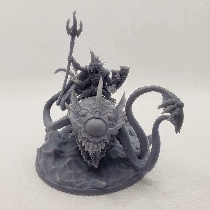 Death-Tide Jurakin King on Tide-Tyrant Miniature | Dungeons and Dragons Aquatic Monster | DnD Pathfinder Tabletop Mini