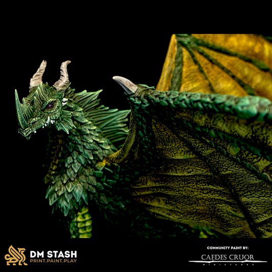 Juvenile Green Dragon Miniature (Huge) | DM Stash | Painting D&D Tabletop Miniature Pathfinder 5e