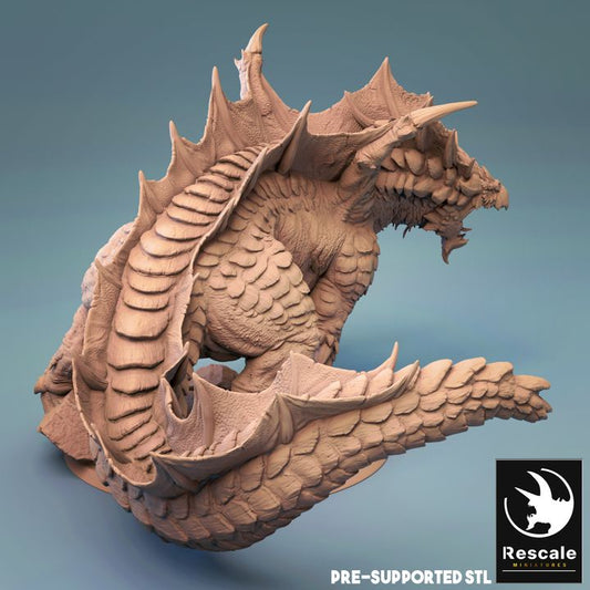 Adult Brown Dragon - Roaring (75mm Base)