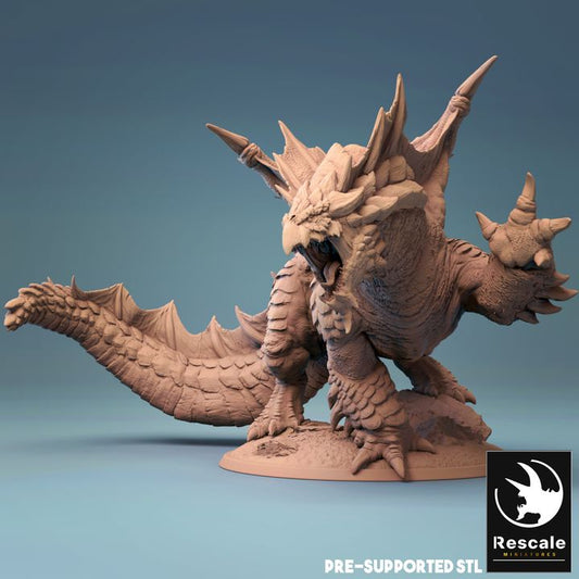 Adult Brown Dragon - Roaring (75mm Base)
