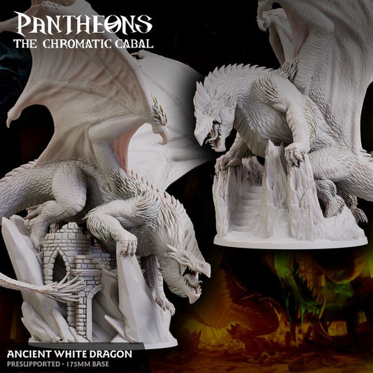 Ancient White Dragon - Roaring (175mm Base)