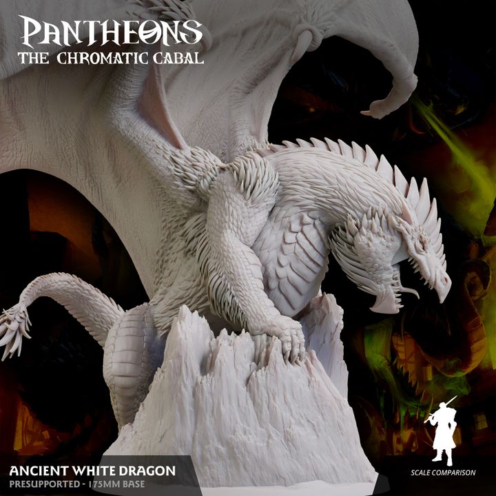 Ancient White Dragon - Roaring (175mm Base)