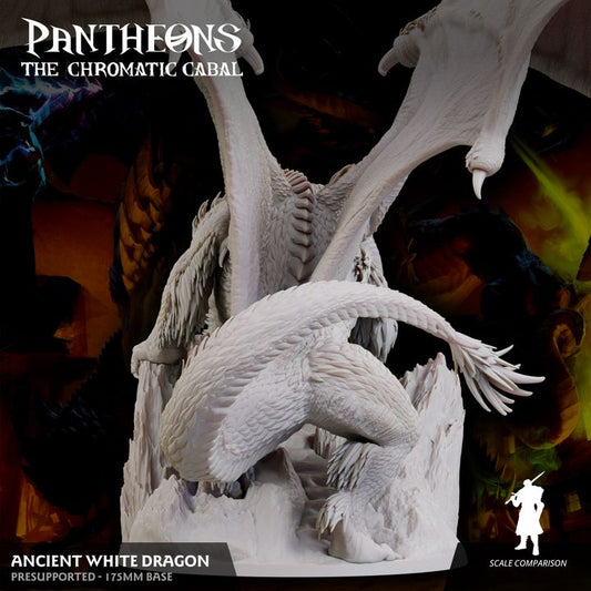 Ancient White Dragon - Roaring (175mm Base)