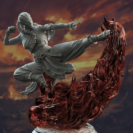 Fire Genasi Monk Martial Arts Elemental | Medium | DM Stash | D&D DnD Pathfinder Miniature