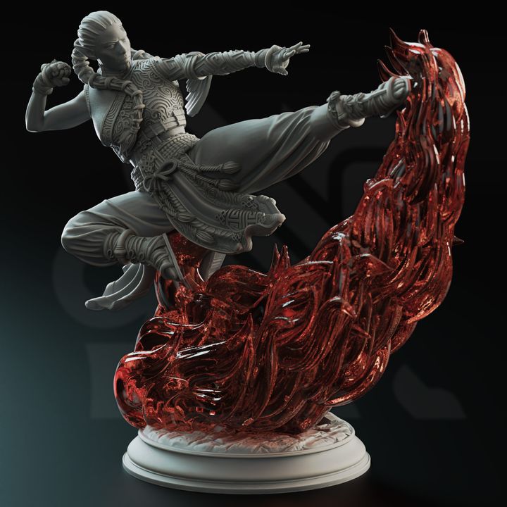 Fire Genasi Monk Martial Arts Elemental | Medium | DM Stash | D&D DnD Pathfinder Miniature
