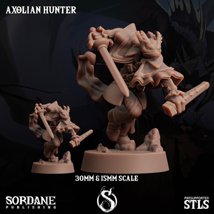 Axolian Reptilian Hunter Ranger Scout | Medium | Sordane Publishing | D&D DnD Pathfinder Miniature