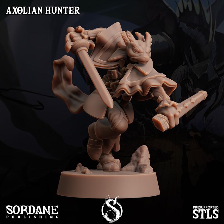 Axolian Reptilian Hunter Ranger Scout | Medium | Sordane Publishing | D&D DnD Pathfinder Miniature