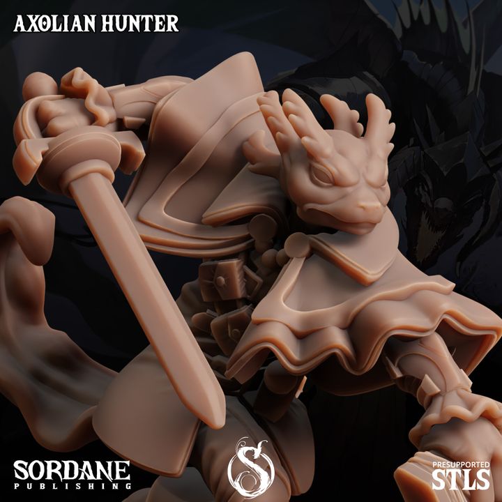Axolian Reptilian Hunter Ranger Scout | Medium | Sordane Publishing | D&D DnD Pathfinder Miniature