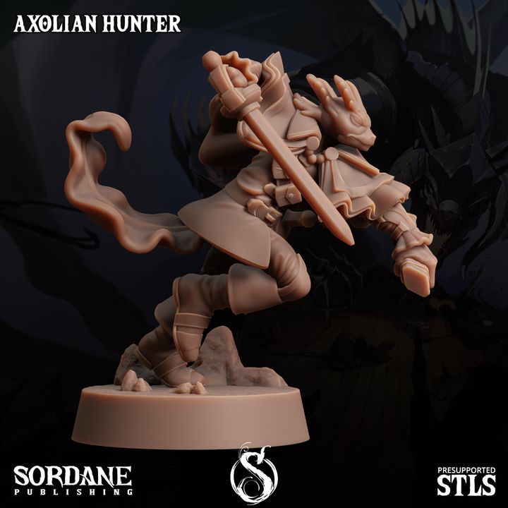 Axolian Reptilian Hunter Ranger Scout | Medium | Sordane Publishing | D&D DnD Pathfinder Miniature