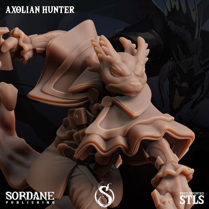 Axolian Reptilian Hunter Ranger Scout | Medium | Sordane Publishing | D&D DnD Pathfinder Miniature