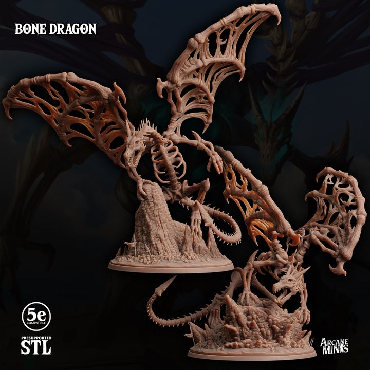 Bone Dragon - Perched (100mm Base)