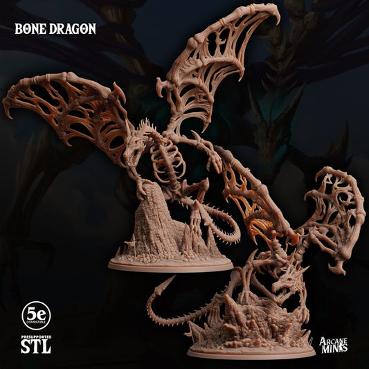 Bone Dragon - Perched (100mm Base)