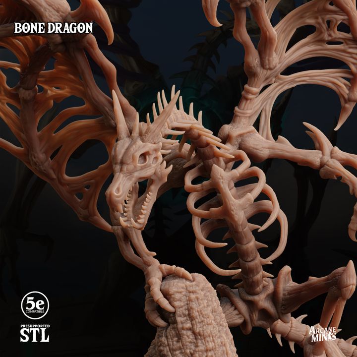 Bone Dragon - Perched (100mm Base)
